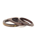 Round Square And Polygon Geometric Shape Wood 3 Pcs Bangle Set