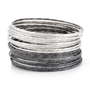 Rhodium And Hematite Set Of 20 Bangles