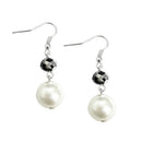 SILVER MULTI COLOR BLACK/JET AND CREAM PEARL EARRINGS