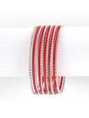 Red and Silver Mixed Bangles Set of 11pcs        
