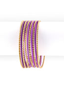 Purple and Gold Mixed Bangles Set of 11pcs        
