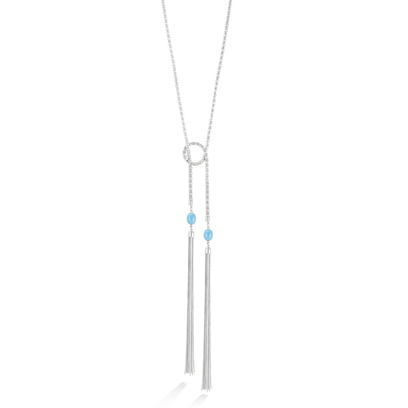 Silver-Tone Turquoise Long Necklace