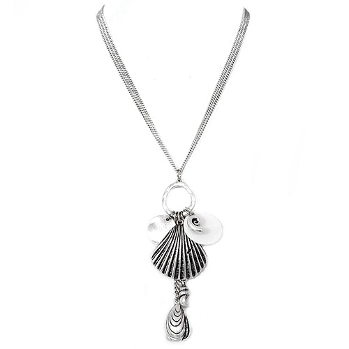 Silver Sea Shell with Mother of Pearl Charm Necklace