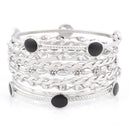 Silver-Tone Black Set Of 8 Pcs Bangles