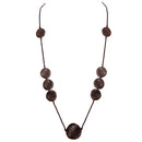 Copper Hammered Round Metal Long Necklace 