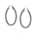 Silver-Tone Rope Oval Hoops Earrings