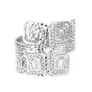 Greek Key Double Design Silver Hinged Bracelet