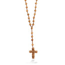 Copper Crystal Bead Cross Necklace