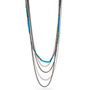 Silver Teal Mixed glass Beads and metal Five-Strand Long Necklace