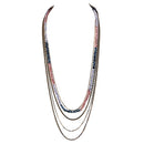 Purple and Hematite Mixed Bead Five-Strand Long Necklace 