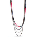 MULTI COLOR CLEAR AB AND TOPAZ MIXED BEAD FIVE-STRAND LONG NECKLACE