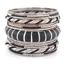 Rhorium-Tone Black And White Set Of 17 Bangles