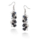 Silver-Tone Metal Silver And Black Bead Earrings