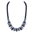 Jet and Hematite Mixed Bead Twist Cotton Rope Necklace