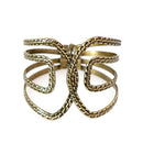 Flower Pattern Design Antique Gold Hinged Bracelet