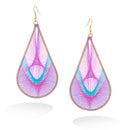 Gold-Tone Purple Turquoise And Pink Thread Treardrop Earrings