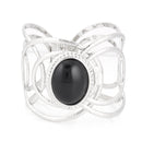 Rhodium-Tone Black Stone Bracelets