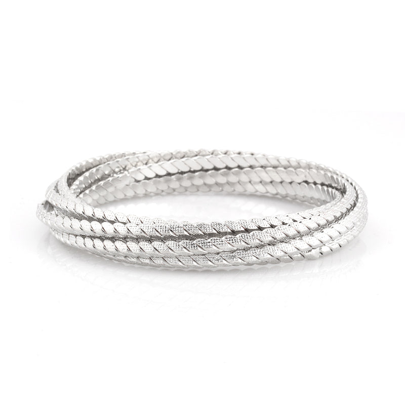 Rhodium Tone Set Of 7 Bangles