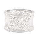 Rhodium-Tone Filigree Hinged Bracelets