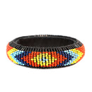 Handmade Multi Seed Beads Diamond Shape Black Bangle