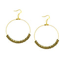 Jet Glass Crystal 50mm Gold Round Earrings 