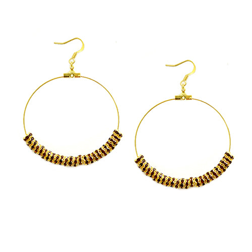 Topaz Glass Crystal 50mm Gold Round Earrings 