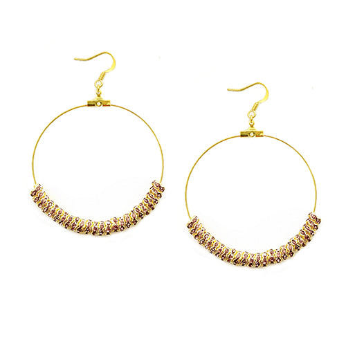 Amy Glass Crystal 50mm Gold Round Earrings 