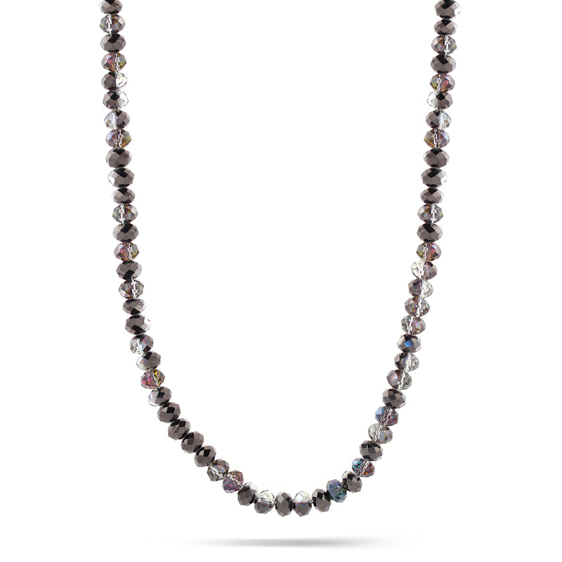 Hematite And Rainbow Glass Crystal Beads Necklace