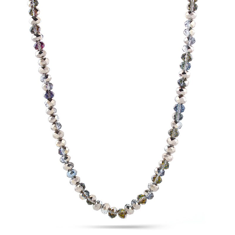 Rhodium Glass Crystal Beads Necklace