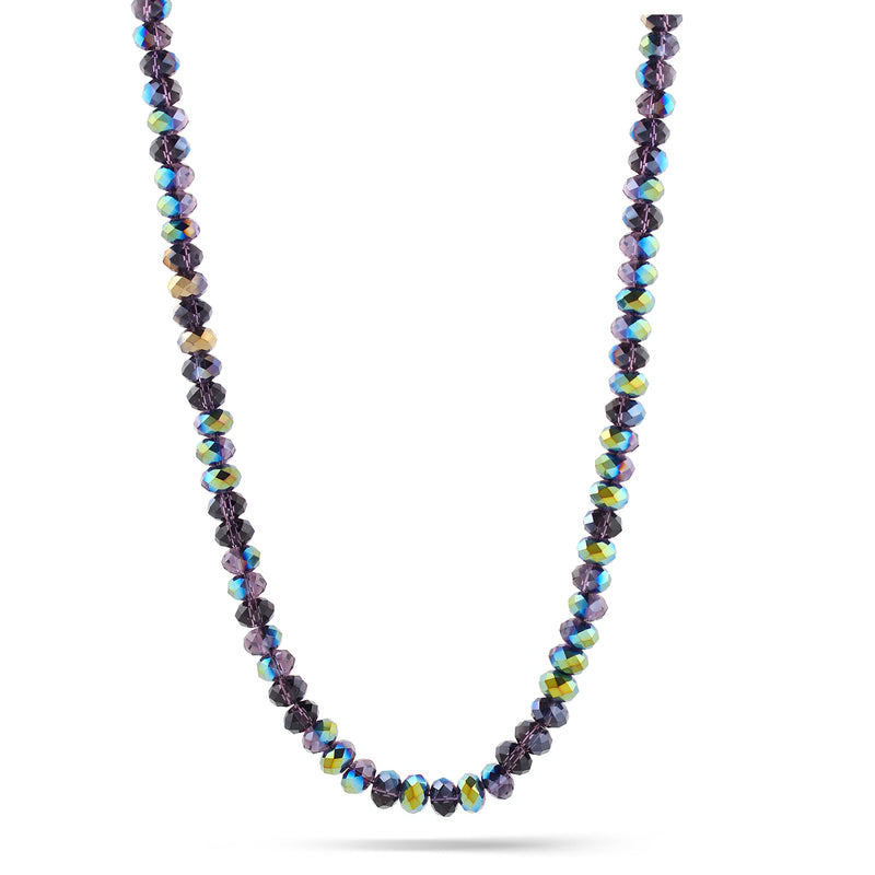 Purple And Olive Glass Crystal Beads Necklace