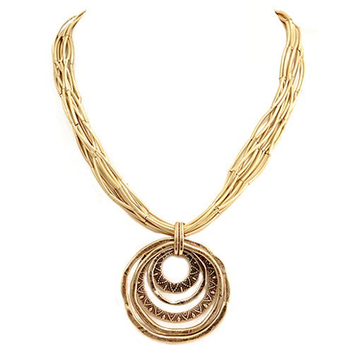 Gold Color Geometric Circle Chain Necklace