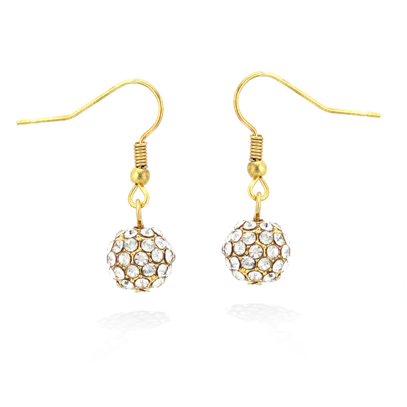 Gold-Tone Round Crystal Earrings