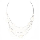 Cream Mixed and White Beads Silver Illusion Necklace