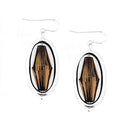 Brown Bead Silver Oval Shaped Earrings 