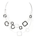 Silver and Hematite Geometric Illusion Necklace 