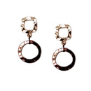 Gold Open Square with Copper Open Circle Hammered Metal Earrings 