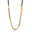 Gold-Tone Metal Multi Chain Leather Necklace
