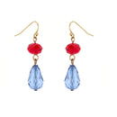 Gold-Tone Metal Blue And Red Glass Bead Earrings