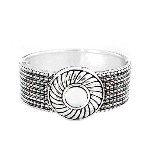Silver Swirling Donut Front Hinged Bracelet