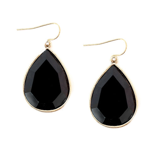 GLD/OX Beautifully Designed Gold - Black Teardrop Earrings