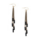 Black Bar Bead Gold Earrings