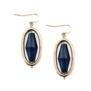 Blue Bead Gold Oval Shaped Earring