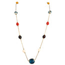 Multi Color Beaded Gold Long Necklace