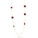 Gold Tone Burgundy Enamel Necklace