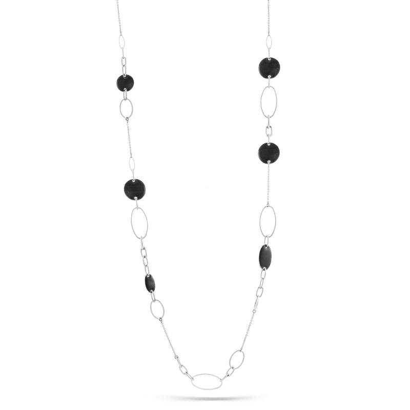 Rhodium Black Enamel Necklace