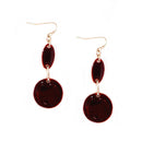 Red Enamel Double Round Gold Earrings