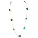 Green Mixed Beaded Gold Long Necklace