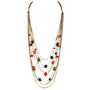 Brown Mixed Beads Gold Layered Necklace