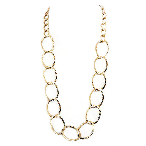 Shiny Gold Chain Linked Long Necklace 