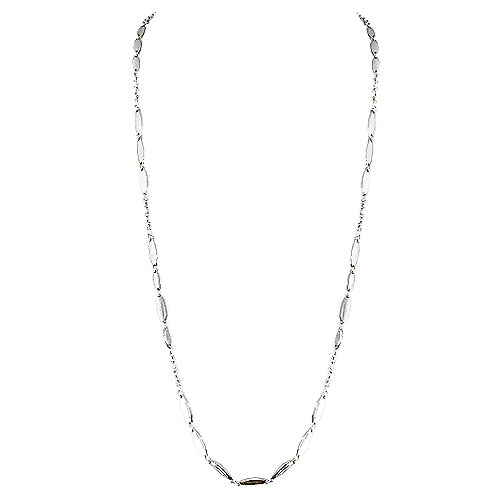 Shiny Silver Metal Beads Long Necklace 